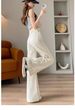 K Off White Wide Leg Jeans, Women's Trendy And Versatile New Style, High Waist Slimming, Belly Covering, Slim Fit Design, Slightly Flared Pants_ecoleips.com