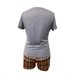 Women’s Clothing Women's Plaid Letter Print Short Sleeve Shorts Home Clothes Two Piece Set_ecoleips.com