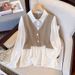 elegant twopiece women's suit set summer casual office pants & top, pure color button design, sxxxl (white/black/beige/khaki/y green)_ecoleips.com