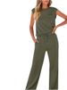 K Casual Set Solid Color New Product Sleeveless Top High Waist Wide Leg Pants Women's Two Piece Set_ecoleips.com