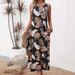 Women's Clothing Ladies Tropical Leaf Print Vest Dress_ecoleips.com