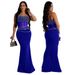 Women's Clothing Suspenders Solid Color Straight Tribute Stitching Polyester Mesh Hot Diamond Evening Dress Hip Dress Female_ecoleips.com