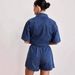 Retro Casual Loose Pocket Short Sleeved Shirt Shorts Denim Two Piece Suit_ecoleips.com
