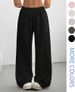 Women's Soft Knit Lounge Pants – Elastic Drawstring Waist, Loose Fit, Breathable Polyester, Solid Colors (Pink, Gray, Dark Gray, White, Black)_ecoleips.com