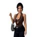 Summer Halter Neck Women's Bodysuit Sexy Deep V round Backless Design European American Style Cross Border Fashion for Ladies_ecoleips.com