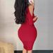 2023 Foreign Trade European And American Women's Clothing Rhinestone V-neck Pleated Bodycon Dress With_ecoleips.com