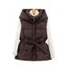 Women’s Short Quilted Vest – Hooded Winter Puffer Gilet With Belt & Slim Fit_ecoleips.com