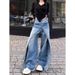 American Retro Two-way Straight-leg Jeans Women, New Trendy High-waisted Loose Slimming Wide-leg Pants For Fashionable_ecoleips.com