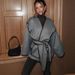 Women's Clothing Elegant Retro Gray Belted Short Jacket Fashion Light Weight Coat_ecoleips.com