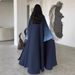 Elegant Muslim Abaya Dress With Gradient Bell Sleeves & Flowy Hem – Modest Long Dress For Women (Available In Wine Red & Navy Blue)_ecoleips.com