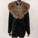 fur collar cape ladies large size knitted cardigan loose coat artificial fur fashionable and w shawl cape_ecoleips.com