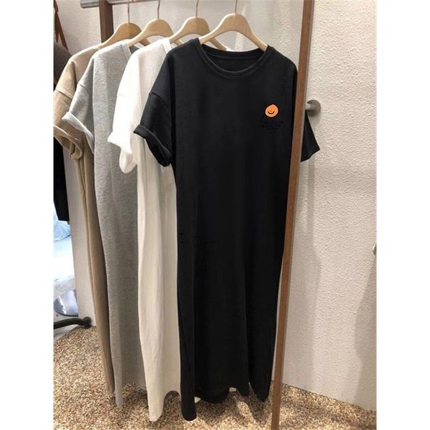 Summer South Korea Simple Cute Print New Loose Short Sleeve Comfortable Women Maternity Dress_ecoleips.com