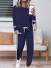 Women's Long Sleeve Round Neck Top And Pants Set With Side Stripes - Casual Two-Piece Outfit For Everyday Wear_ecoleips.com