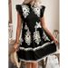 Women's Clothing Summer New Independent Station Cross Border European And American Fashion Casual Large Size Women's V Neck Lotus Leaf Sleeve Dress_ecoleips.com