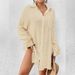 Women's Clothing Bamboo Cotton Shirt Style Sunscreen Cardigan Beach Cover Up Vacation Bikini Women's Swimsuit Outerwear_ecoleips.com
