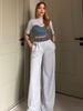 Women's Casual Denim Patchwork Sports Pants Set Two-Piece Outfit Fashion Spring/Summer Seasonal Clothing_ecoleips.com
