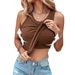 Summer New Women's Solid Color Vest round Neck Base Inner Wear Outer Wear Top European American Style 2024_ecoleips.com