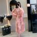 New Seed Dream Gilt French Vintage Floral V-Neck Dress Loose And Slim Lazy Style Long Skirt_ecoleips.com