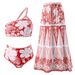 European And American Retro Ethnic Bohemian Style Bikini Mesh Round Skirt Three Piece Suit Holiday Beach Multi Color Swimsuit _ecoleips.com