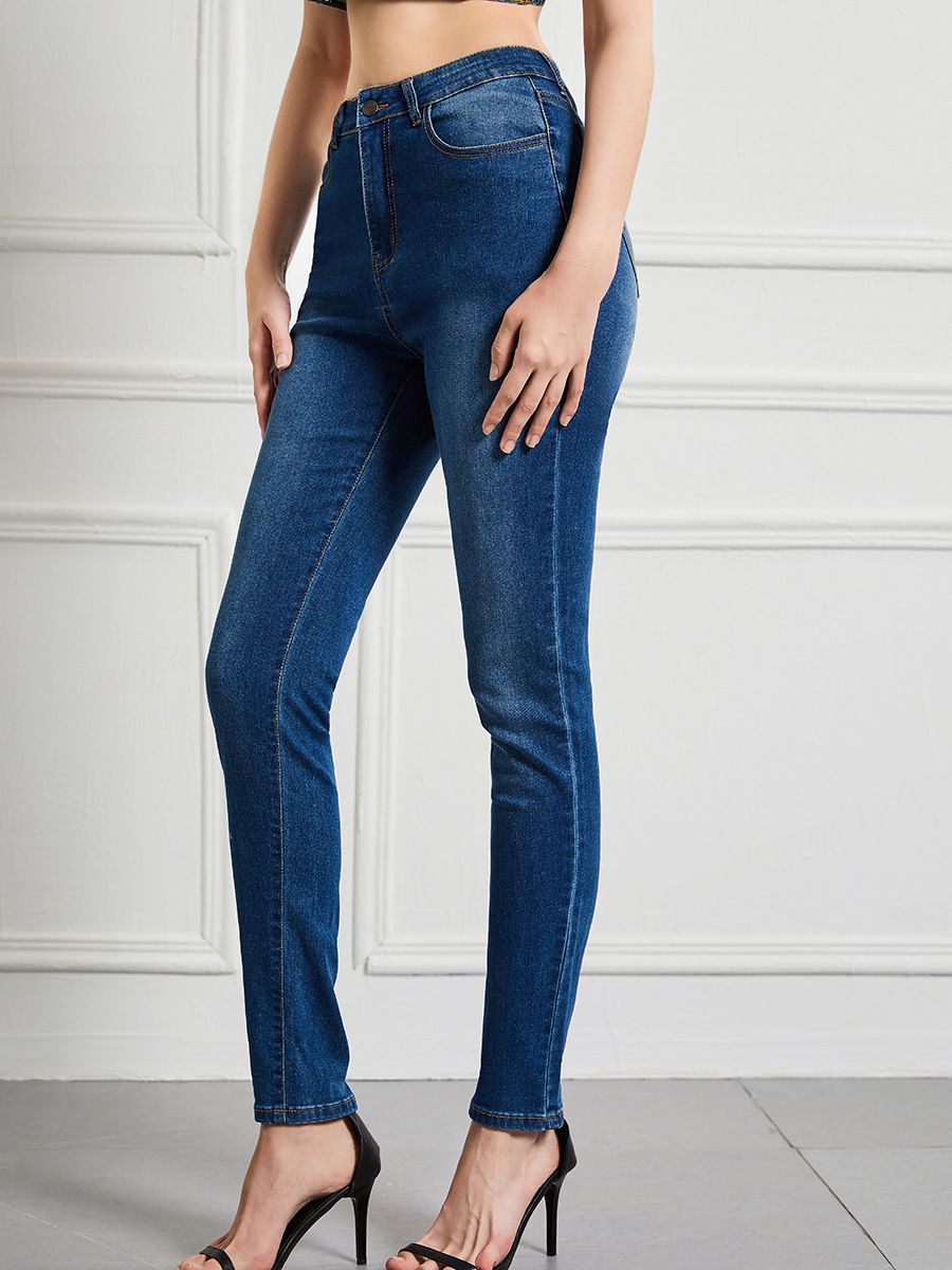 Women's Clothing Women's Jeans Slim High Waist High Elastic Skinny Pants Large Size Women's Pants Basic_ecoleips.com