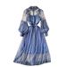 Heavy Industry 3D Floral Mesh Elegant Stand Collar Lantern Sleeve High Waist Slim Fit Two Piece Fairy Dress For Women_ecoleips.com