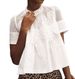 Women's Round Neck Embroidered Lace Top With Short Sleeves Loose Fit Solid Color_ecoleips.com