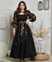 Women's Clothing Spring And Summer Sexy Gold Printed Satin Ballroom Dress_ecoleips.com