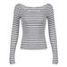 WG001 Striped Off-Shoulder Long-Sleeve T-Shirt For Women, New Autumn Basic Versatile Pullover Slim Fit Casual Top_ecoleips.com