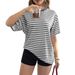 DiYun European And American Casual Style Versatile Striped Short-Sleeve T-Shirt Women's Clothing 2026_ecoleips.com