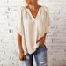 Summer Loose Women's V Neck T-Shirt Casual Chiffon Blouse Relaxed Everyday Wear Comfortable Feshion_ecoleips.com
