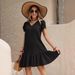 2026 V-Neck Solid Color Loose Dress, Casual Short-Sleeved Dress_ecoleips.com