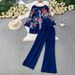 Women's Elegant Casual Two Piece Set Lightweight Chiffon Long Sleeved Top Loose Fitting Trousers Sophisticated Commute Wear_ecoleips.com