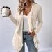 2026 New Women's Clothing Solid Color Casual Fashion Loose Long Sleeve Knitted Cardigan Top_ecoleips.com