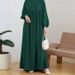 Women's Solid Color Fashionable Comfortable Loose round Neck Puff Sleeve Dress Cross Border Factory Clothing_ecoleips.com