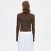 2025 New Fashionable Women's Solid Color Knit Sweater With Buttoned Ribbed Round Neck, Versatile Long-Sleeve Top For_ecoleips.com