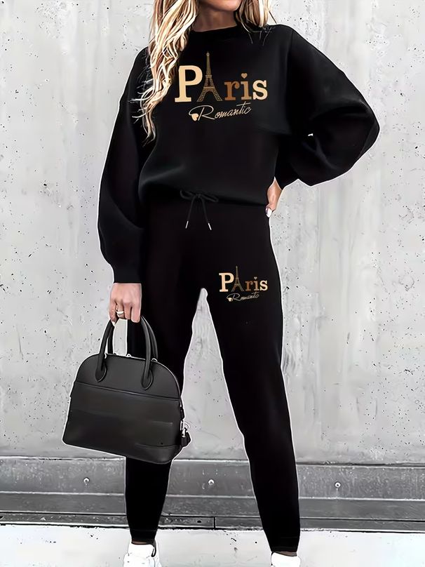 Women's Fashion Casual Two Piece Set Sporty Style Thickened Autumn Winter Vacation Print Design_ecoleips.com