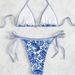 Women's Clothing Printed Fabric Two Piece Bikini Set With Laces Sexy Style Swimsuit For Vacation_ecoleips.com