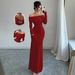 Elegant Off-Shoulder Ruffle Bodycon Dress for Women Stretch Knit High Waist Backless Long Evening Gown_ecoleips.com