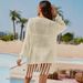 Long Sleeve Fishing Net Cover-Up Blouse - Beach Sun Protection Top For Swimsuits, European & American Summer Style_ecoleips.com