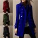 Women's Wool-Blend Trench Coat - Double-Breasted Mid-Length Coat For Autumn/Winter, Slim Fit, Polyester Blend, Office & Casual Wear_ecoleips.com
