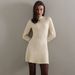 Long-sleeved Semi-turtleneck Dress Knitted Skirt 2025 Spring Foreign Trade European And American Temperament Playful A-word Short Skirt_ecoleips.com