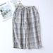 2026summer Couple 100% Cotton Crepe Cloth Shorts Multicolor Large Size Loose Plaid Men's Home Pants Cropped Pants Ladies Bottoms_ecoleips.com