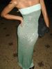 Hugcitar Shine Sequined Strapless Solid Zipper Sexy Elegant Maxi Prom Dress 2025 Summer Women Clothes Evening Party Birthday_ecoleips.com
