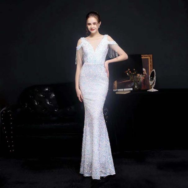 Women's Clothing New Autumn Banquet Temperament Sexy Fishtail Socialite Host Evening Dress_ecoleips.com