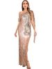 Dramatic One-Shoulder Sequin Gown - Asymmetric Backless Evening Dress With Flowing Sash (S-XL)_ecoleips.com