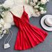 Feminine Spring 2020 Deep V Neck Backless High Waist Slimming Solid Color A-Line Dress Suspender Bottoming Skirt for Women_ecoleips.com