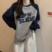 European American Style Color-blocked Long-sleeve T-shirt For Women, New Early Spring And Autumn Collection, Plus-size_ecoleips.com