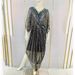 Women's Clothing New Women's Heavy Beaded Sequins V Neck Bat Sleeves Evening Dress Long Skirt Party Bridesmaid High End_ecoleips.com