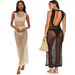 Women's Hollow-Out Knitted Beach Cover-Up - Bikini Blouse & Skirt Set For Summer Vacation, Boho Chic Style_ecoleips.com