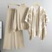 Women's Clothing New Style For Autumn And Winter Lazy Style Knitted Sweater Shawl Cape Wide Leg Pants Three Piece Suit_ecoleips.com